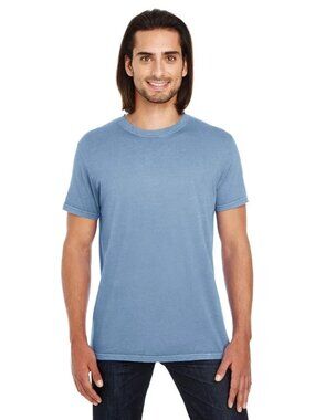 Threadfast Men's Pigment-Dye Short-Sleeve Denim blue T-Shirt